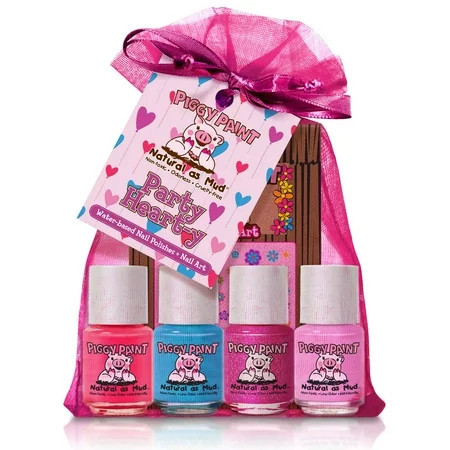 Piggy Paint Party Heart-y Gift Set 4 Non-toxic Nail Polishes & Nail Art for Kids | Walmart (US)