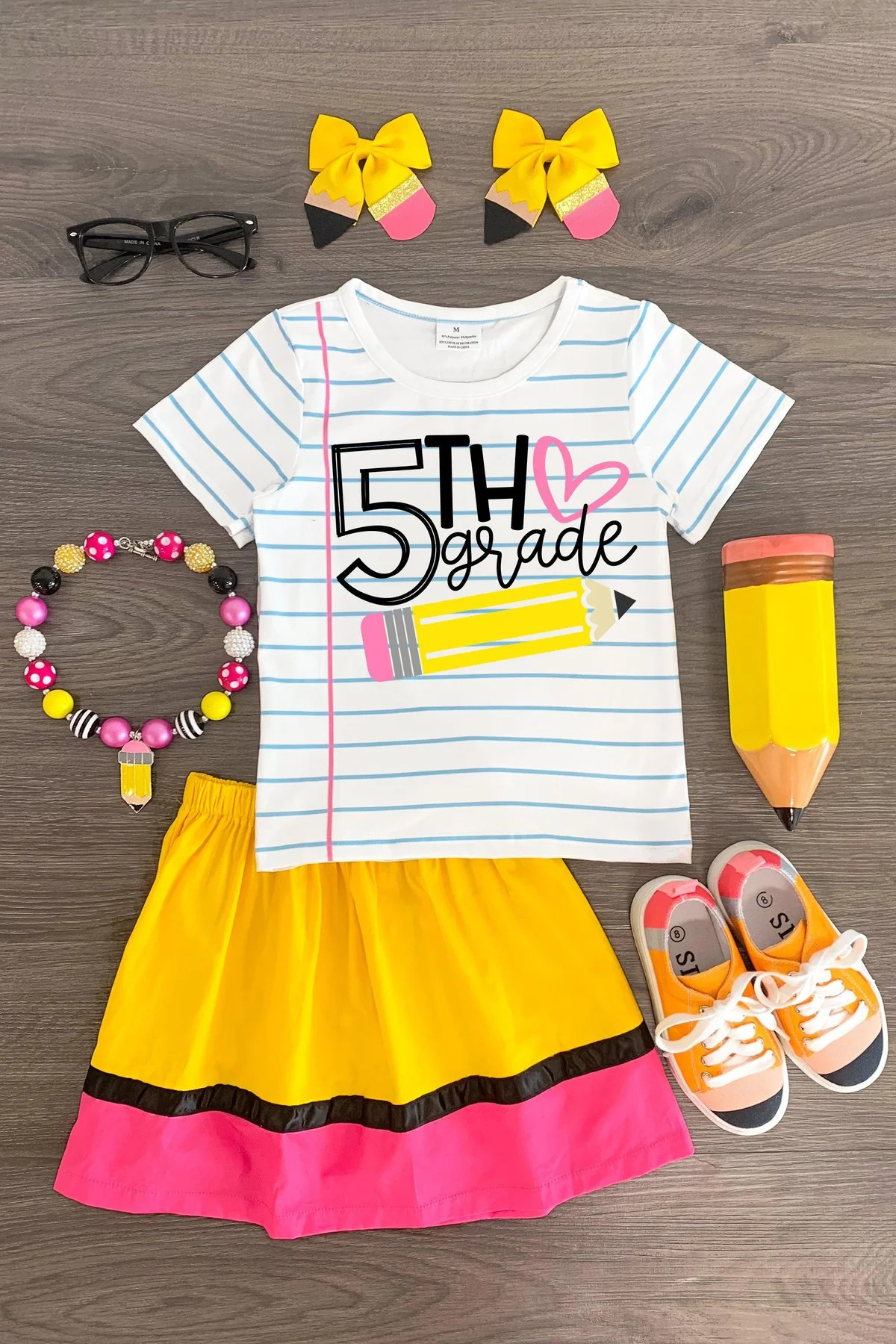 "Preschool - 5th Grade" Paper & Pencil Skirt Set | Sparkle In Pink