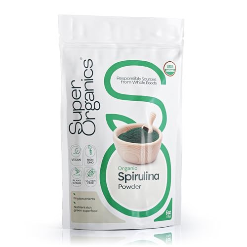 Super Organics Spirulina Powder Organic – Raw Green Superfood, 6 oz | Vegan, USDA Organic, Non-GMO, Gluten-Free, High Protein & Nutrient Rich | Amazon (US)