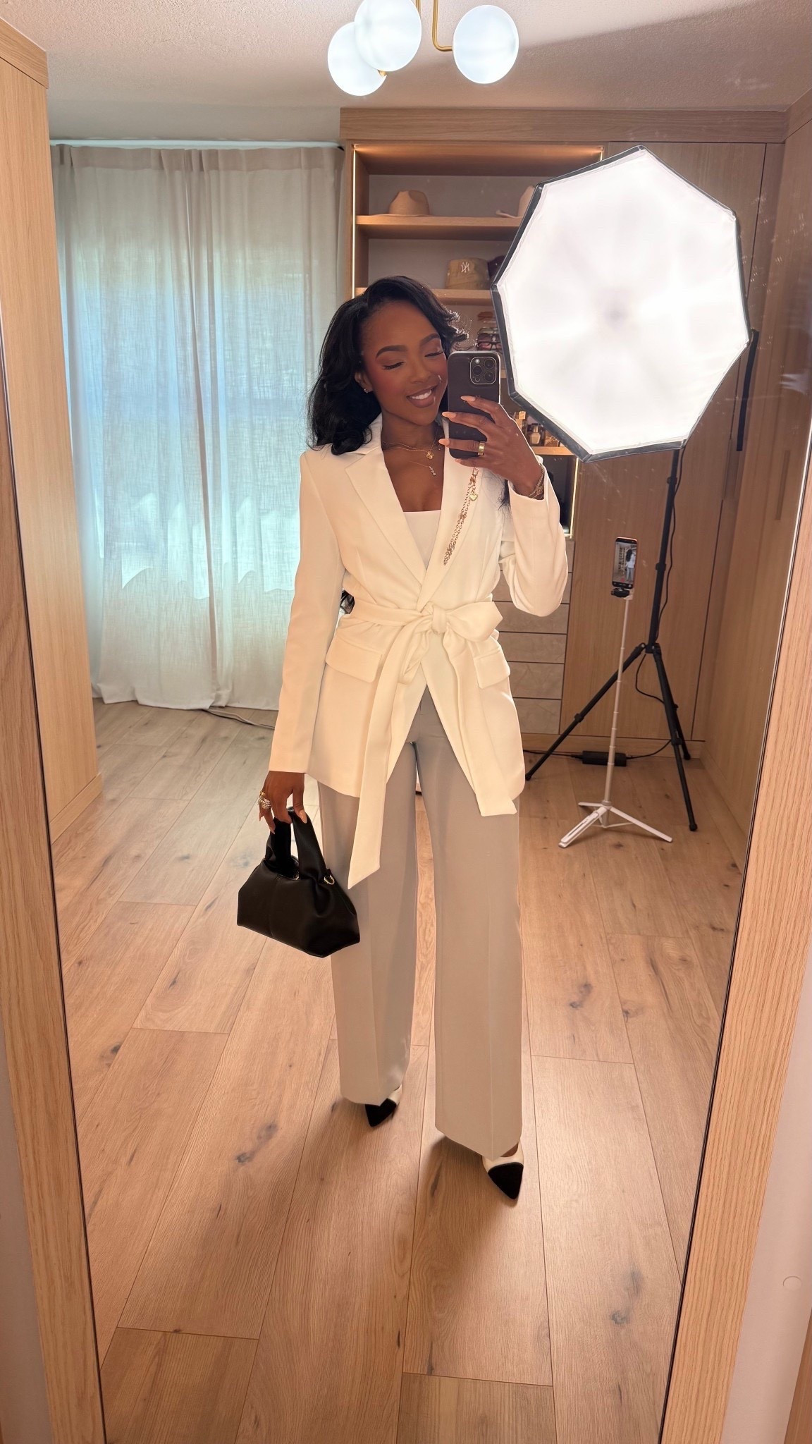 Scroll to shop 🤍 A belted blazer layered over a sleek base with tailored wide-leg trousers for a polished, boss-energy look that’s perfect for meetings, events, or an elevated day out.  

#LTKPetite #LTKWorkwear #LTKootd

#LTKdayinmylife #LTKootd #LTKgrwm