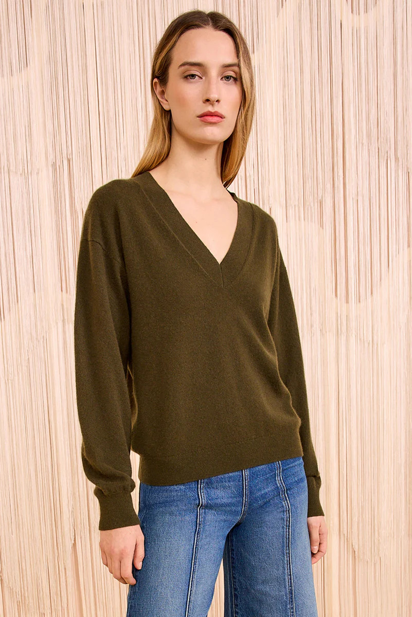Ryla Cashmere V–Neck Pullover - Hunter | Ulla Johnson