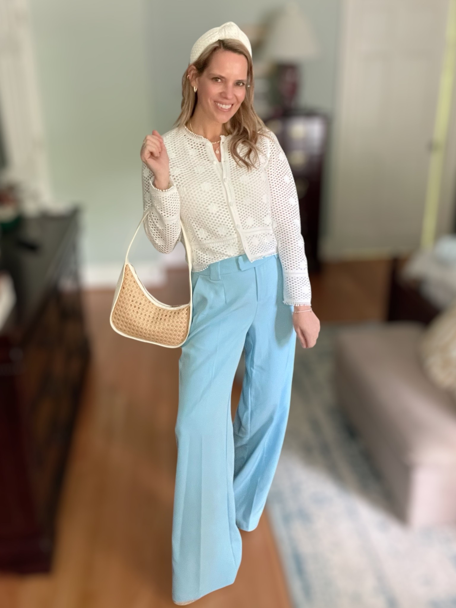 Use code ASHLEYBA for 10% off my Melinda Maria jewelry! ✨

How dreamy is this coastal classic look?! 🌊☀️ I paired this breezy white eyelet cardigan 🤍 from Scoop with the most flattering baby blue wide leg pants 🩵 — both Walmart finds you’d never guess were under $35 each! 🙌
Styled it with a woven cane shoulder bag 👜, textured white headband 🎀, white espadrille wedges 👡, and my favorite Melinda Maria tennis and initial necklaces ✨ (always my go-to layering combo!).

Wearing size XS in the cardigan and size 0 in the pants — both run true to size! ✅
This outfit feels fresh, polished, and perfect for spring and summer. 🌸☀️

#CoastalGranddaughter vibes activated! 🐚✨

Outfit details:
• Cardigan: Scoop White Eyelet Cardigan 🤍
• Pants: Scoop Baby Blue Wide Leg Trousers 🩵
• Bag: Woven Cane Shoulder Bag 👜
• Headband: White Eyelet Textured Headband 🎀
• Shoes: White Espadrille Slingback Wedges 👡
• Jewelry: Melinda Maria — ASHLEYBA for 10% off! ✨

#WalmartFashion #ScoopStyle #CoastalClassic #SpringStyle #MelindaMaria #ASHLEYBA #LTKspring #PreppyStyle #AffordableChic #ResortStyle


#LTKWorkwear #LTKFindsUnder100 #LTKFindsUnder50