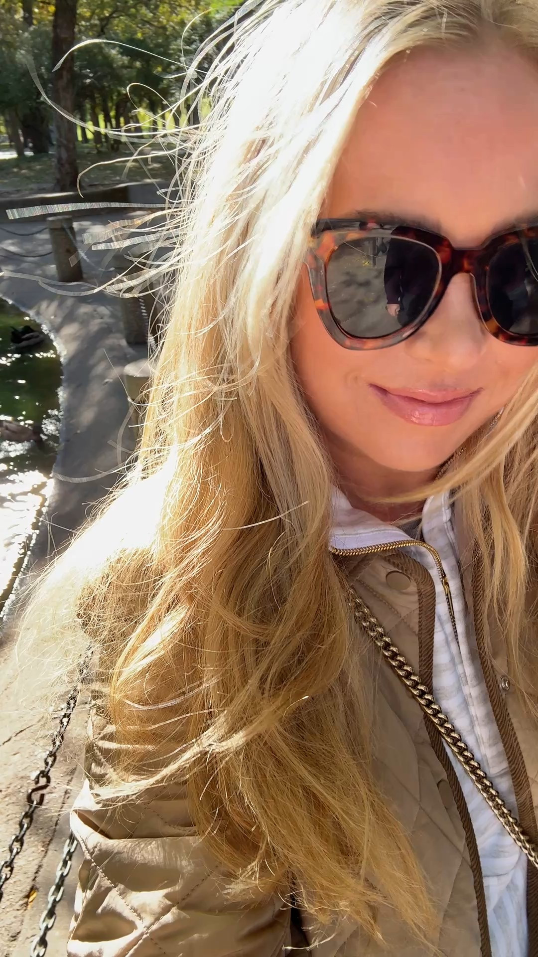 $22 sunnies and under $70 jacket 🍁🍁🍁 Zip up top is the softest cotton!!! LIP 👉Lipstick is Unconditional from Sephora, liner is Rhode Lean, with Elf Pink Cosmo gloss on top! 