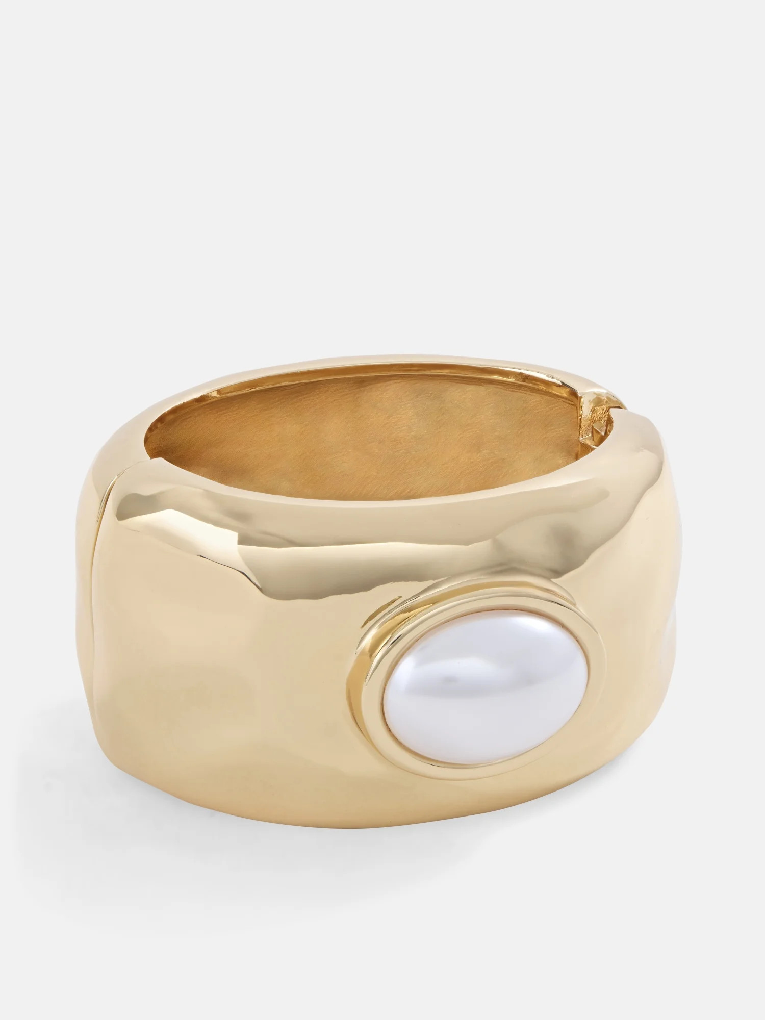 Scoop Faux Pearl Bezel Cuff Bracelet, Gold-Tone | Walmart (US)