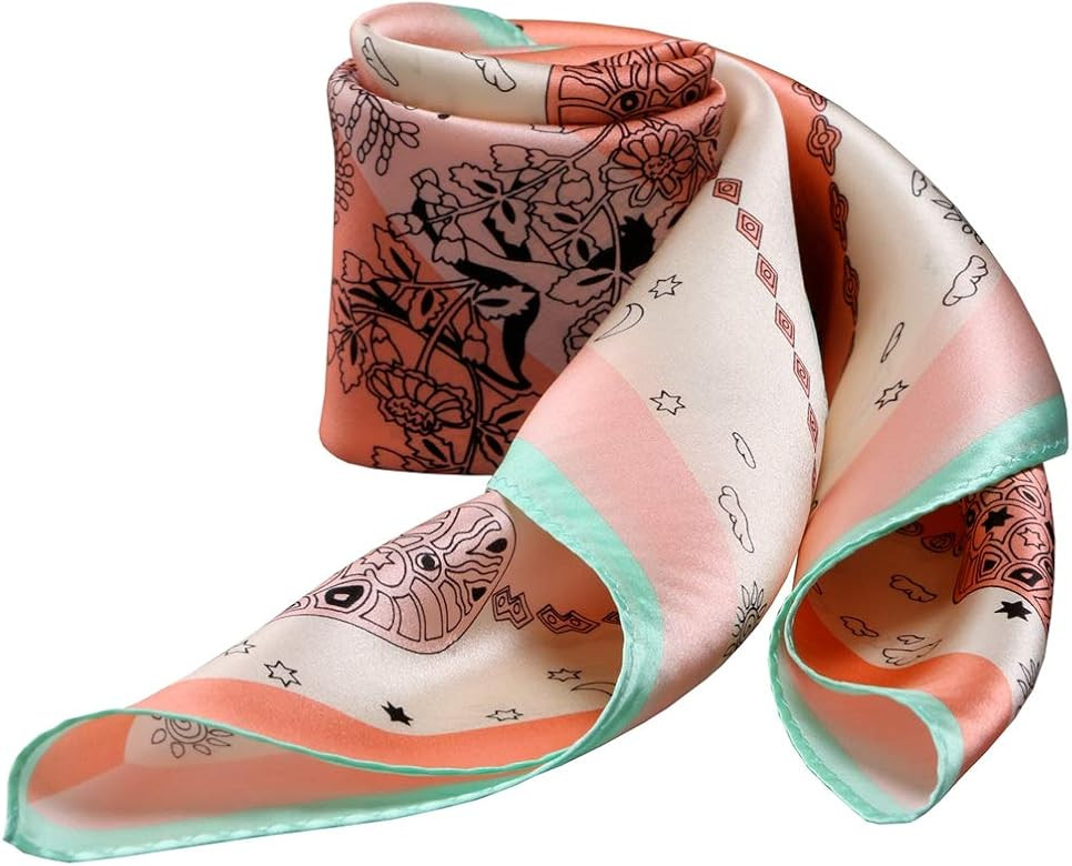 21" X 21" Small Square 100% Silk Scarf Neckerchief Soft Smooth | Amazon (US)