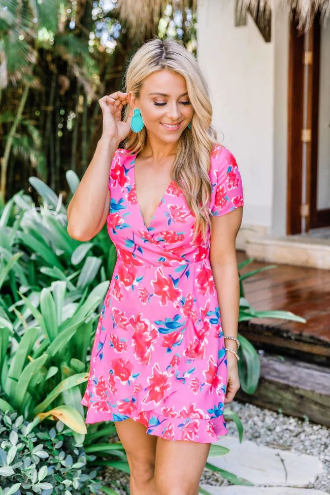 Seeking The Sunshine Pink Floral Dress | The Pink Lily Boutique