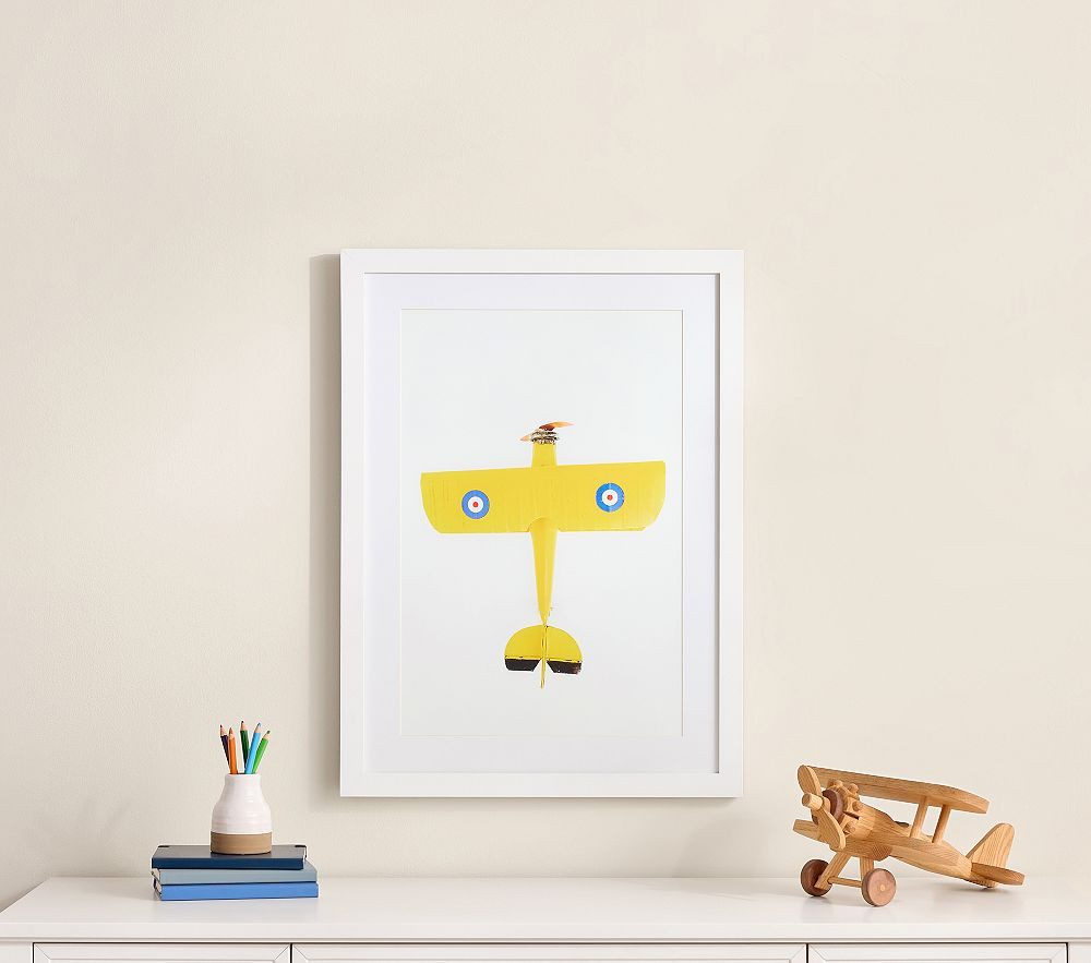 Leslee Mitchell Yellow Plane Framed Art | Pottery Barn Kids