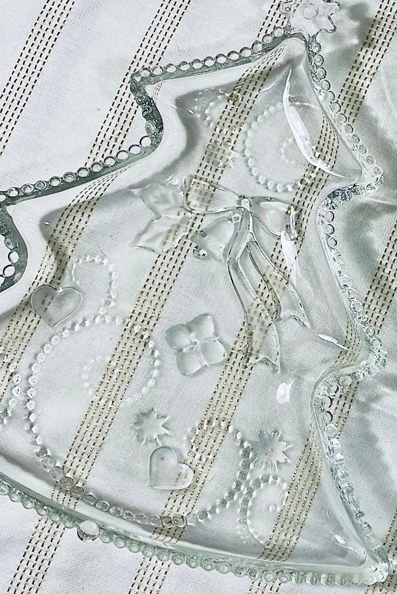 Vintage Crystal Christmas Tree Serving Tray by Mikasa, Holiday Cookie Platter, Festive Christmas ... | Etsy (US)