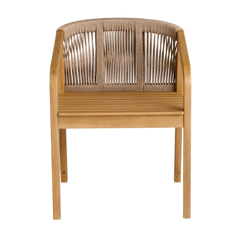 Haven Blonde Acacia Wood & Tan Rope Patio Dining Chair | At Home
