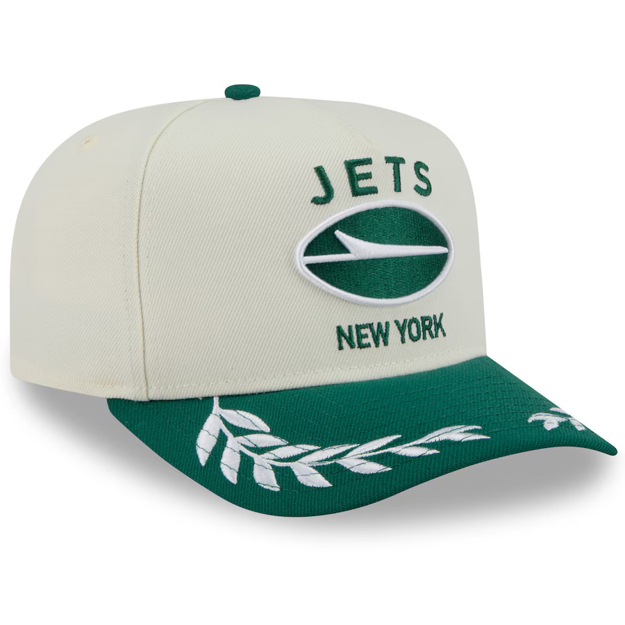New York Jets New Era 2025 NFL Draft A-Frame 9FIFTY Snapback Hat - Cream/Green | Lids