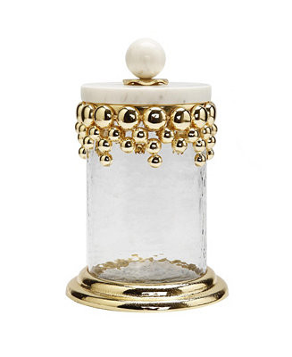 Classic Touch Medium Hammered Glass Canisters with Design and Marble - Macy's | Macy's