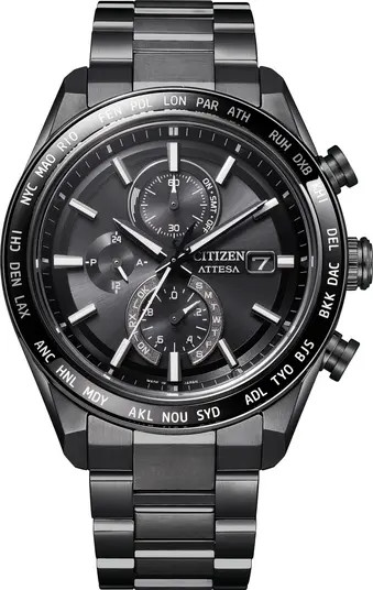ATTESA Atomic Timekeeping Chronograph Super Titanium™ Bracelet Watch, 42mm | Nordstrom