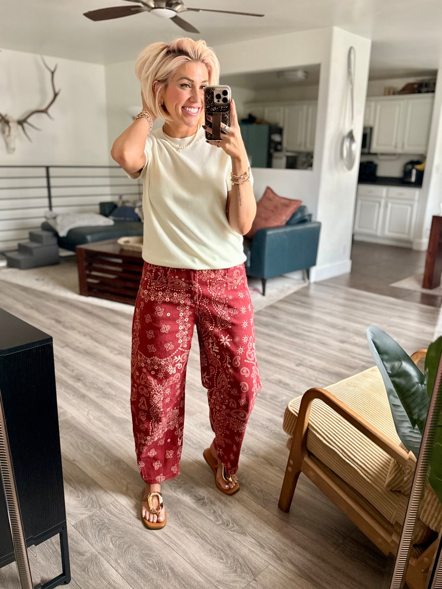 Stylish & comfy in this summer look. Perfect for a day out! #summervibes #ootd Pants: Medium // Top: Medium // Sandals: TTS 

#LTKSpringSale #LTKootd #LTKOver40