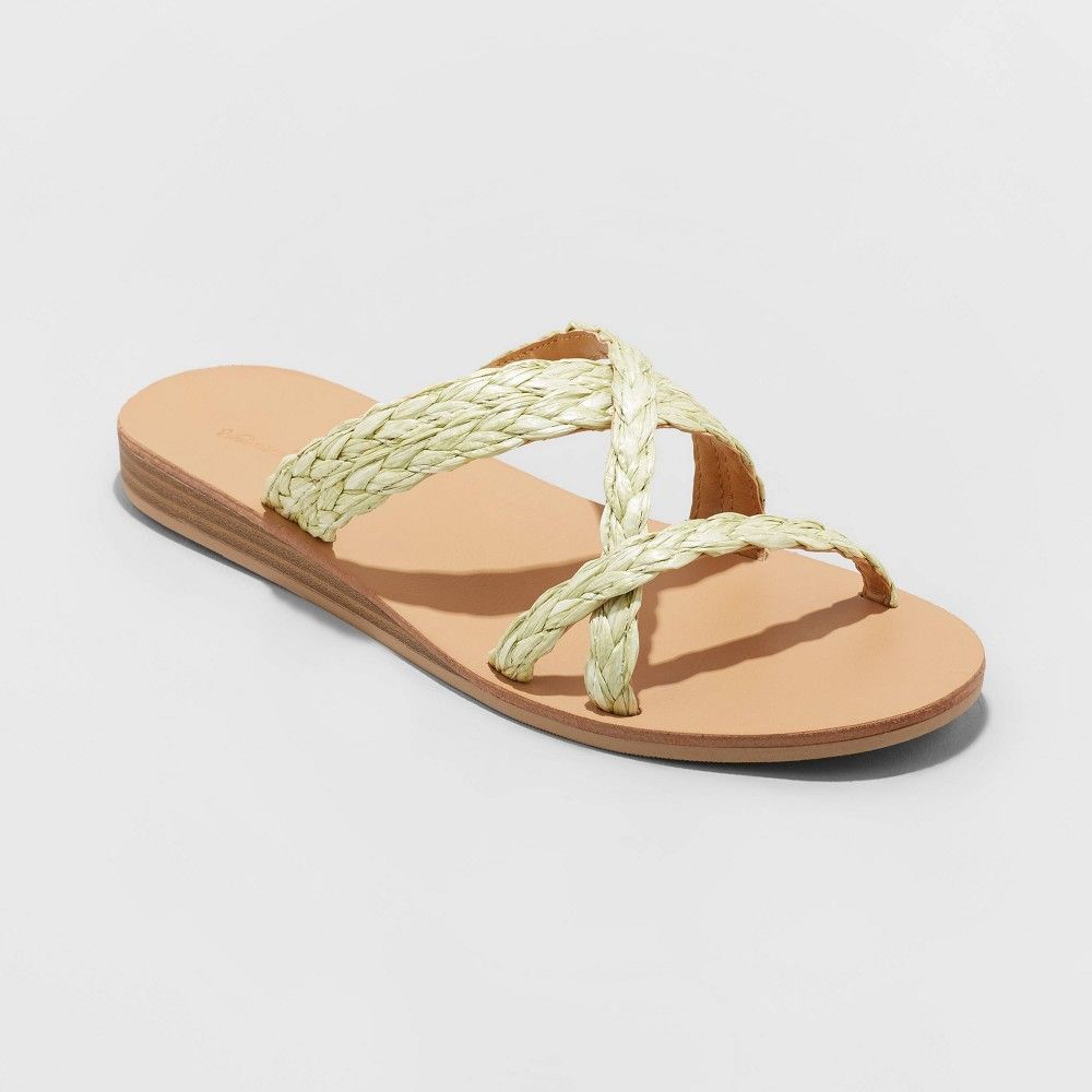 Women's Opal Strappy Slide Sandals - Universal Thread Sage 9.5, Green | Target