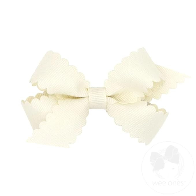 Wee Ones Girls' Classic Grosgrain Hair Bow with Scalloped Edges and Plain Wrap Center on a WeeSta... | Amazon (US)