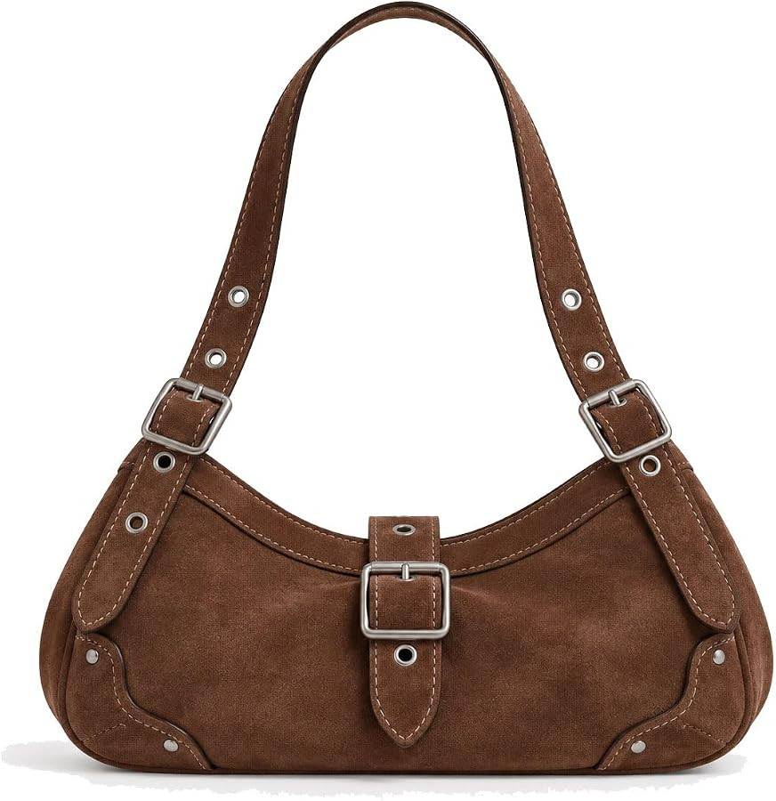 Vintage Shoulder Bag 31 Lychee Pattern PU Leather Hobo Handbag Drifter Trendy-Style Purse with Lo... | Amazon (US)