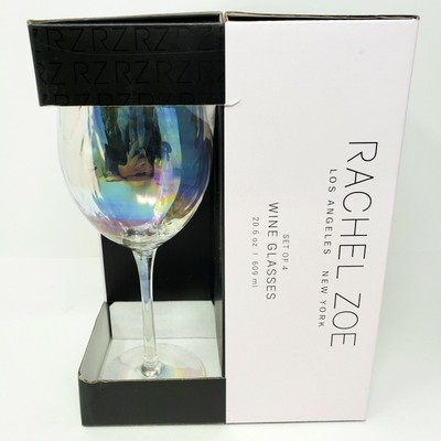Rachel Zoe Iridescent Mermaid Vibe Stemmed Goblet Wine Glasses 20.6 oz Set Of 4 | eBay US