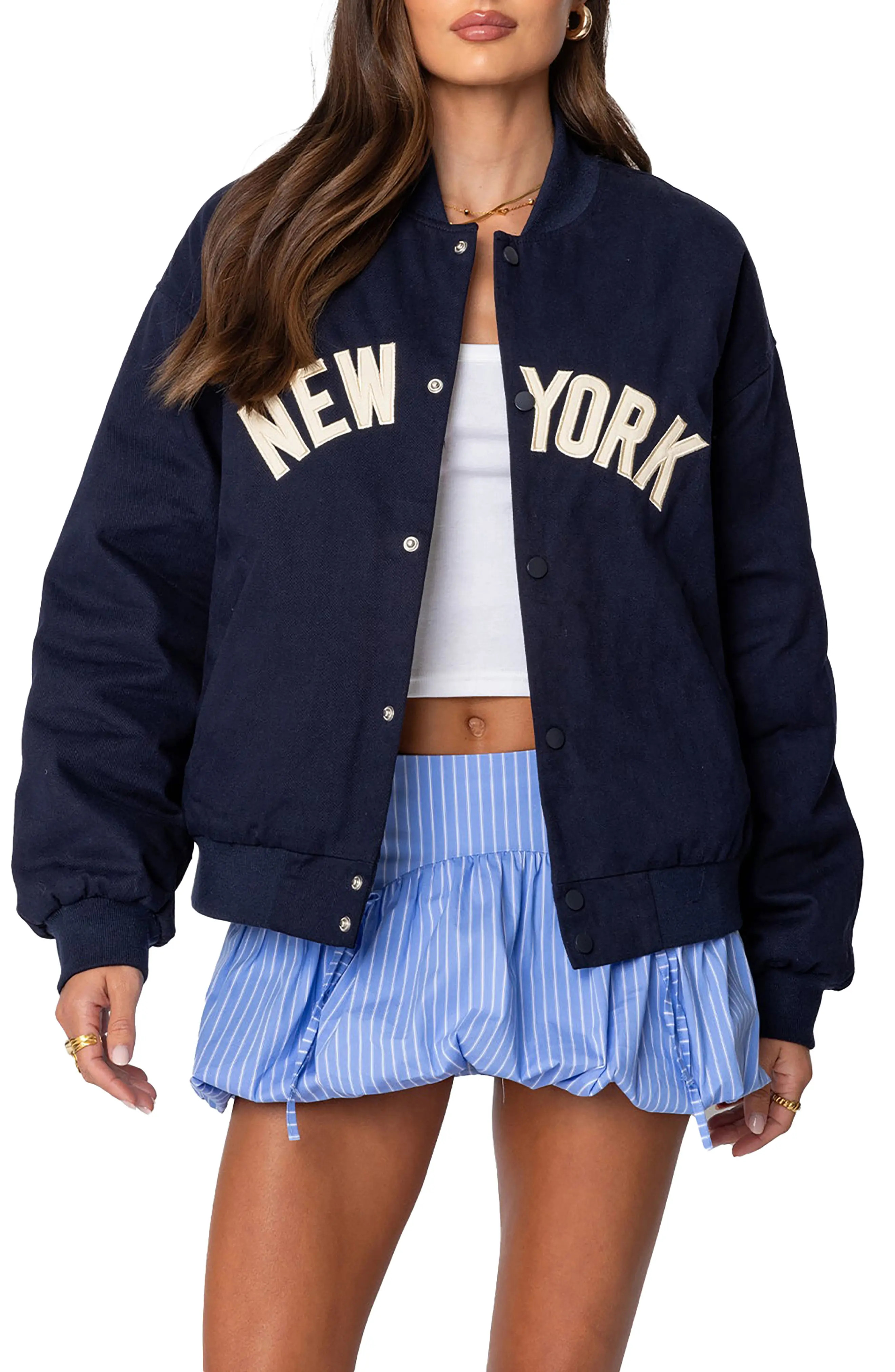 Big Apple Oversize Bomber Jacket (Women) | Nordstrom | Nordstrom