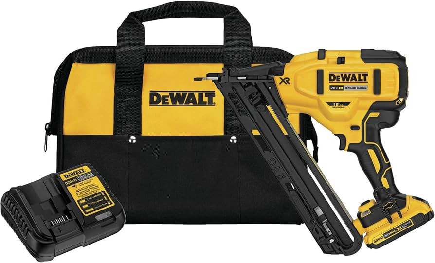 DEWALT 20V MAX Finish Nailer Kit, Angled, 15GA, Battery, Charger & Bag (DCN650D1) | Amazon (US)