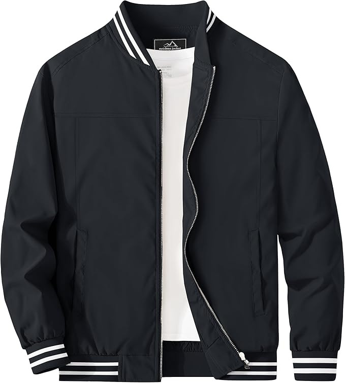 MAGCOMSEN Men's Jacket Lightweight Bomber Jacket Zip Up Windbreaker Casual Spring Fall Jackets wi... | Amazon (US)