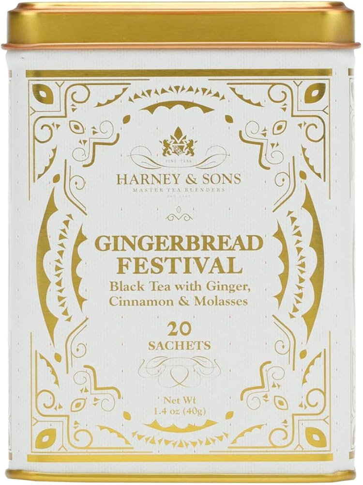 Harney & Sons Gingerbread Festival, Black Tea with Ginger & Cinnamon, 20ct sachet tin | Amazon (US)