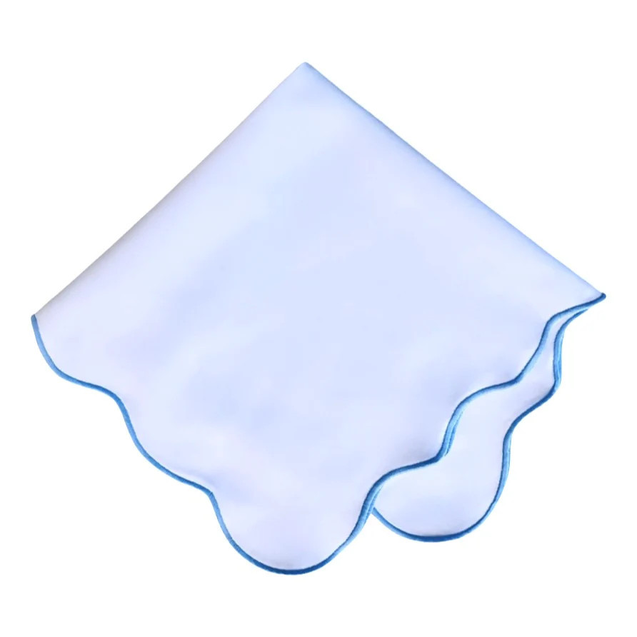 EMBROIDERED SCALLOP NAPKIN, BLUE (SET OF 4) | Mason Maison