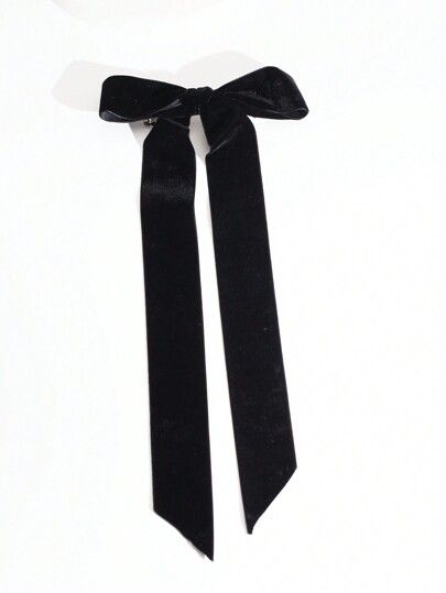 1pc Women's Velvet Extra Long Ribbon Black Bow Hair Clip. Vintage Elegant Fashion Hair Accessory,... | SHEIN