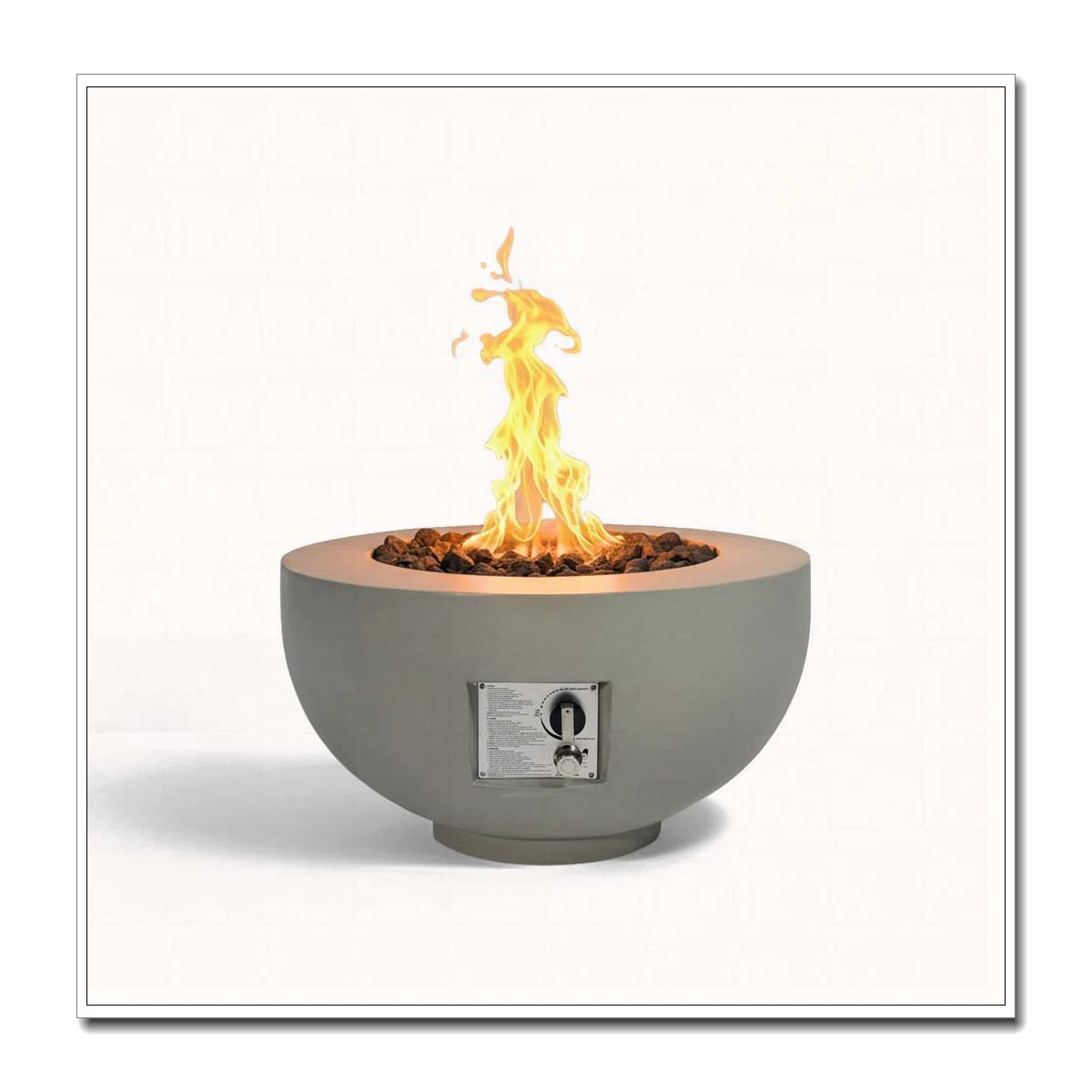Outdoor Round Propane Fire Pit Table 28-inch,40,000 BTU Fire Pit Bowl,Light Concrete Propane Fire... | Wayfair North America