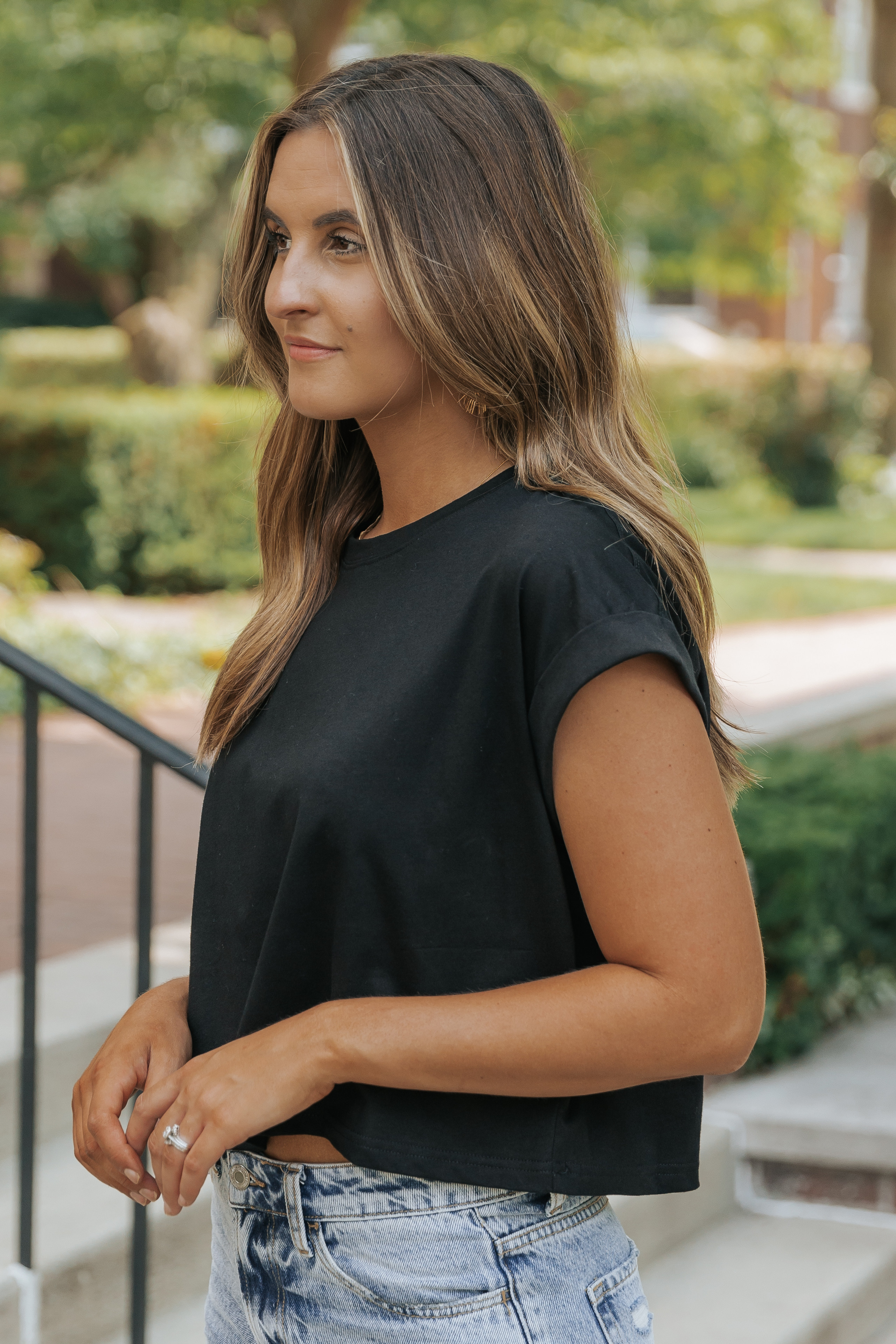 Editor's Choice Black Cotton Cuff Sleeve Top | Magnolia Boutique