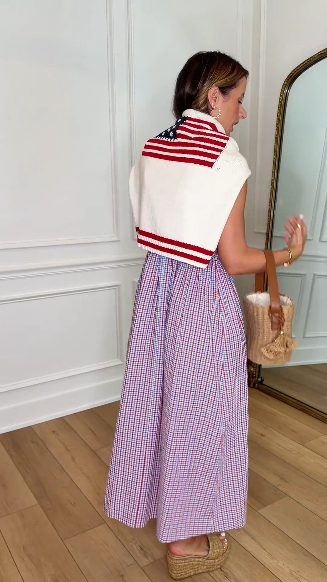 New at Target! American flag sweater in XS. Plaid dress in XS. Americana outfit. Coastal outfit. Boating outfit. Fourth of July outfit. Labor Day outfit. Summer outfit. Summer style. Beach outfit. BBQ outfit.

#LTKootd #LTKSeasonal #LTKTravel