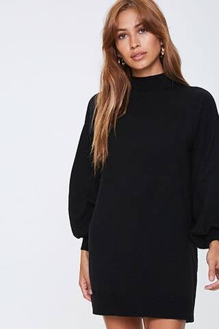 Forever 21 Mock Neck Sweater Dress , Black | Forever 21 (US)