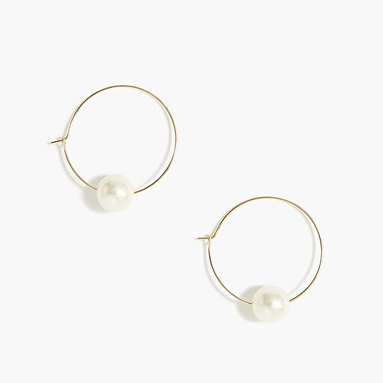 Hoop earrings with statement pearl | J.Crew Factory