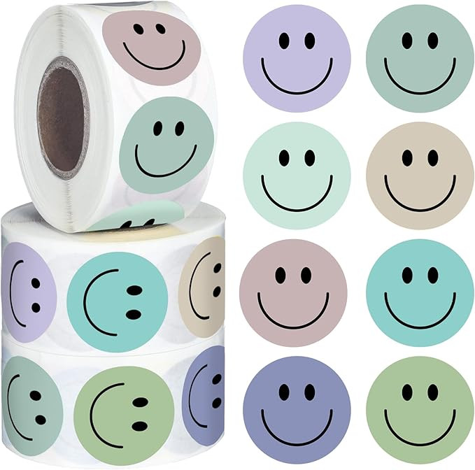 1500 Pieces Happy Smile Sticker Small Happy Smile Stickers Mini Motivational Stickers Colorful In... | Amazon (US)