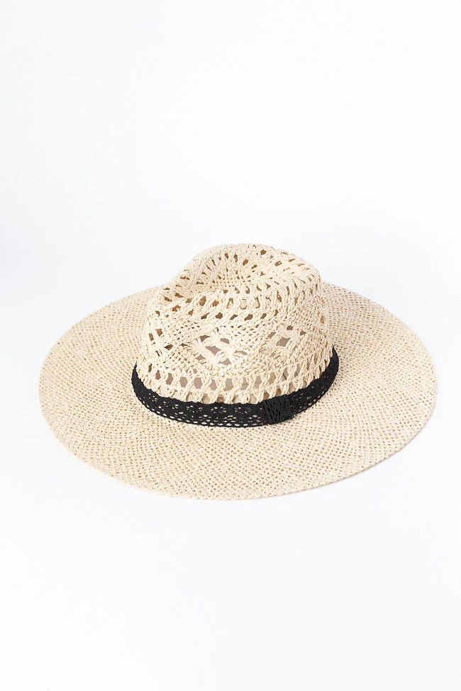 Ivory Lace Band Straw Hat | Pink Lily