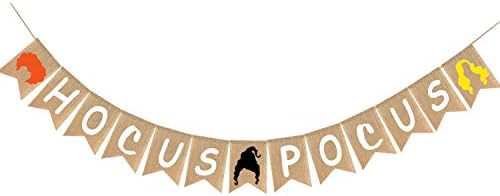 Doumeny Halloween Hocus Pocus Burlap Banner Rustic Witch Sign Bunting Hanging Halloween Garland for  | Amazon (US)