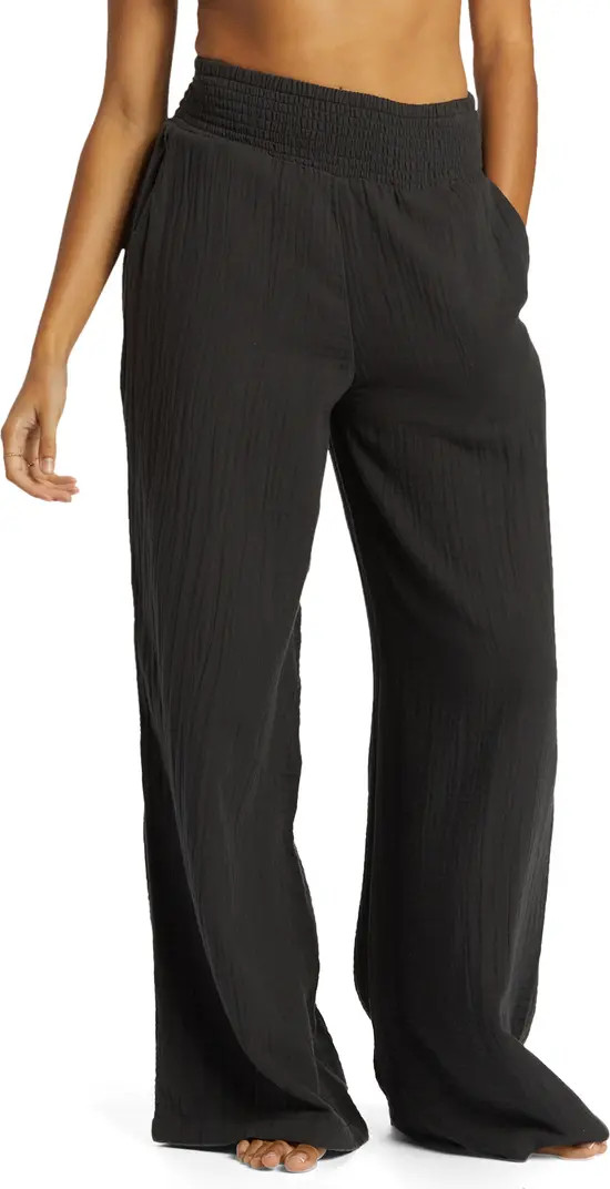 Billabong New Waves Smock Waist Cotton Gauze Pants | Nordstrom | Nordstrom