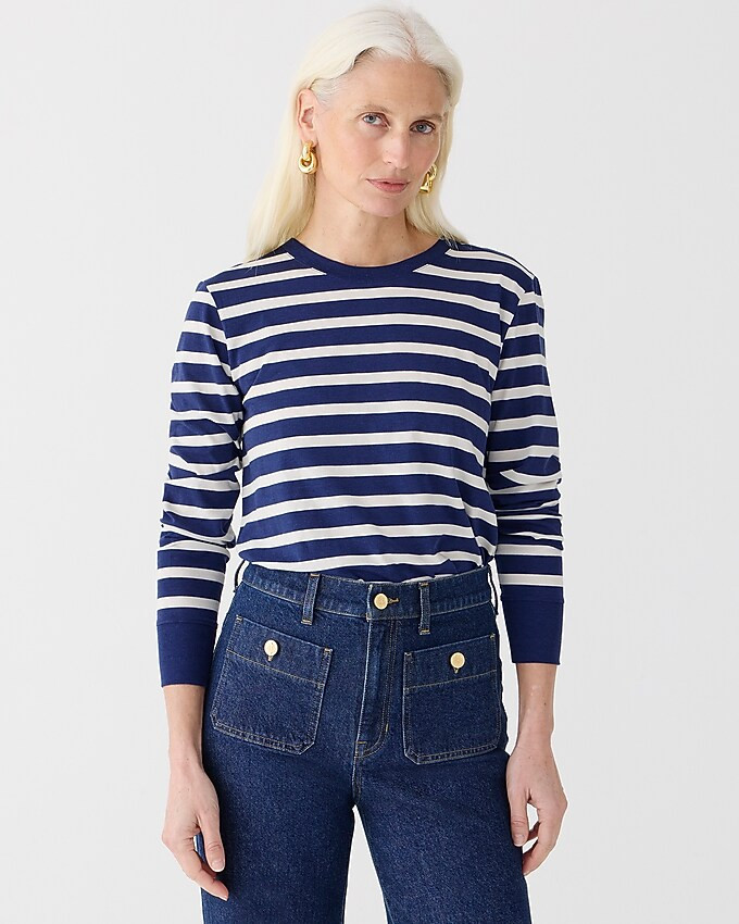 Premium jersey long-sleeve crewneck T-shirt in stripe | J. Crew US