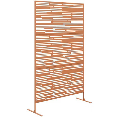 Outsunny Metal Outdoor Privacy Screen, 78" H x 48" W Decorative Privacy Fence Screen, Brown | Target