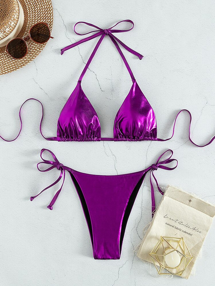 Tie Side Halter Triangle Bikini Swimsuit
       
              
              $8.49        
    $... | SHEIN