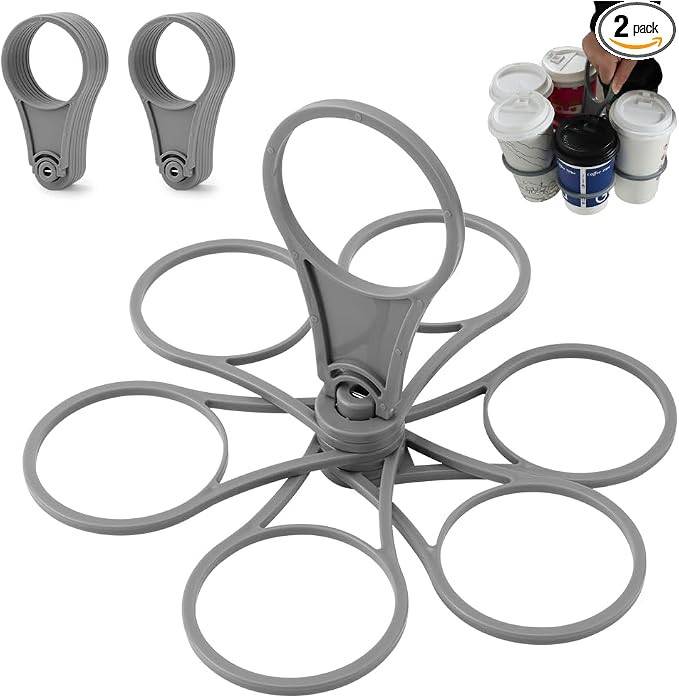 2 Pack Fold Away 6-Cup Carrier/Caddy | Take-Out Coffee, Soft Drinks, Pints, Beer | Sturdy and Reu... | Amazon (US)