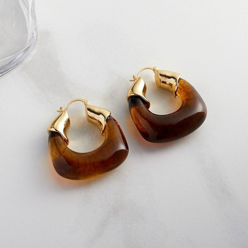 Chunky Resin Hoop Earrings UK • Retro Statement Large Hoops • Minimal Huggie Earrings •  Va... | Etsy (US)