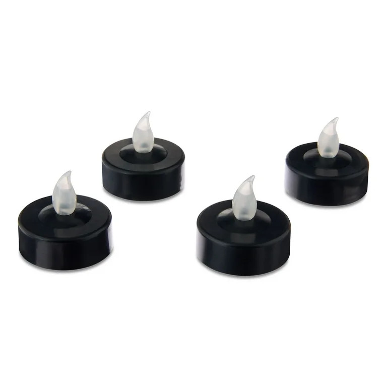 Battery-Operated LED Tealight Candles, Black, 4 Count, Fall by Way To Celebrate - Walmart.com | Walmart (US)
