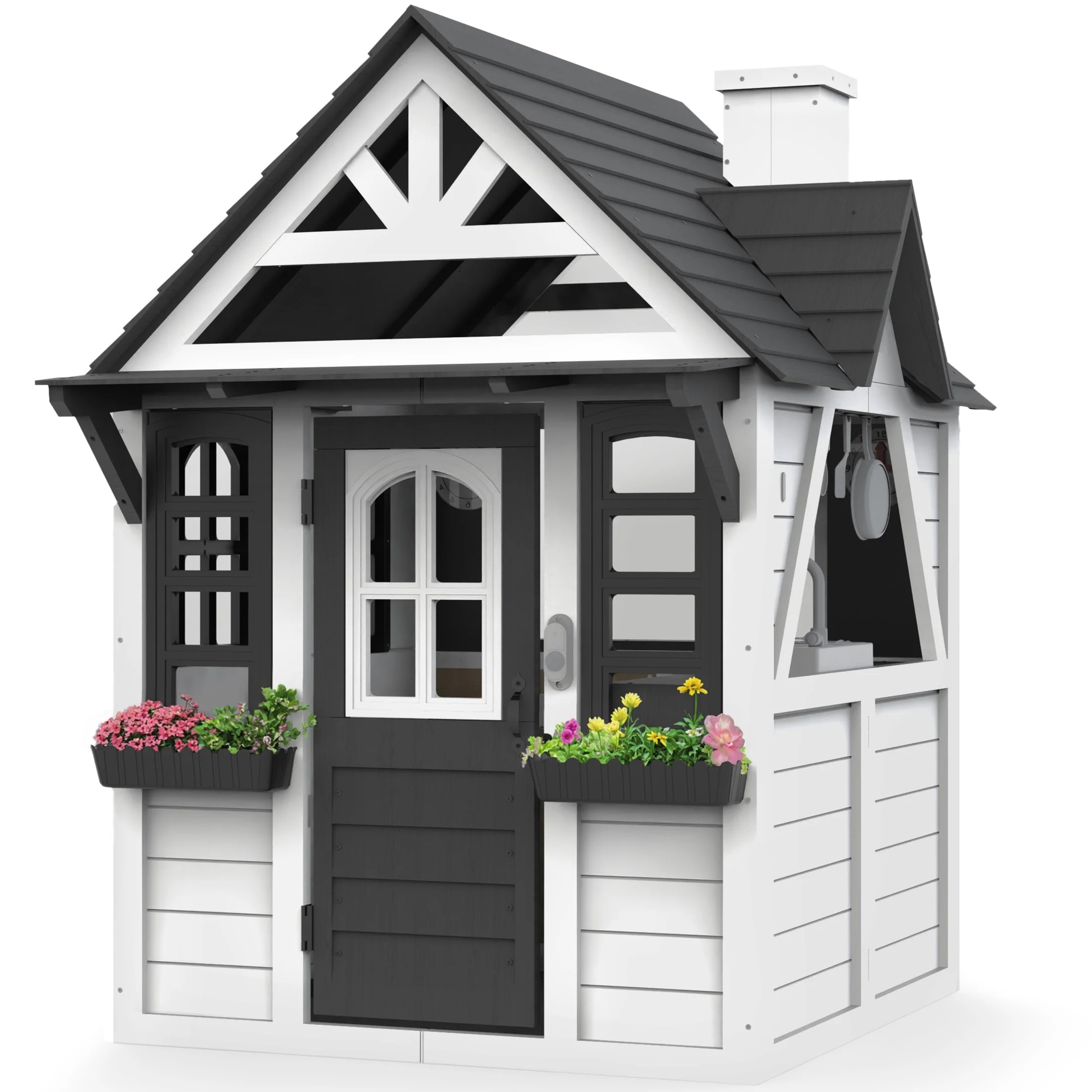 COCLUB Outdoor Playhouse for Kids Ages 4-8, Wooden Play House with Doorbell & Kitchen Toys, Outdo... | Walmart (US)