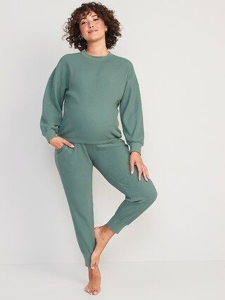 Maternity Thermal-Knit Rollover-Waist Pajama Set | Old Navy (US)