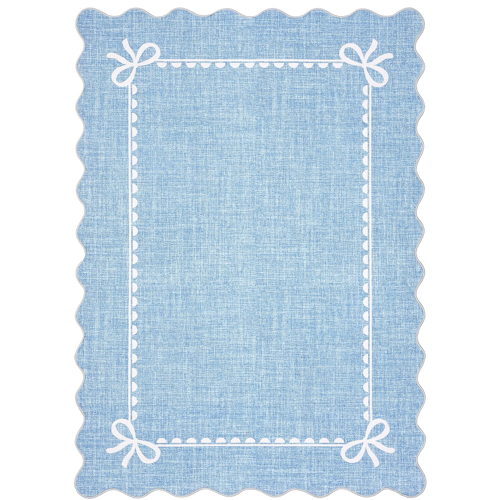 Amazon.com: GarveeHome Scalloped Bow Rug for Living Room, Solid Blue Rug for Dorm, Washable Rugs 5x7 Soft Low Pile Non Slip Scalloped Rugs for Nursery College Bedroom Decor Kids Room Playroom : Home & Kitchen | Amazon (US)