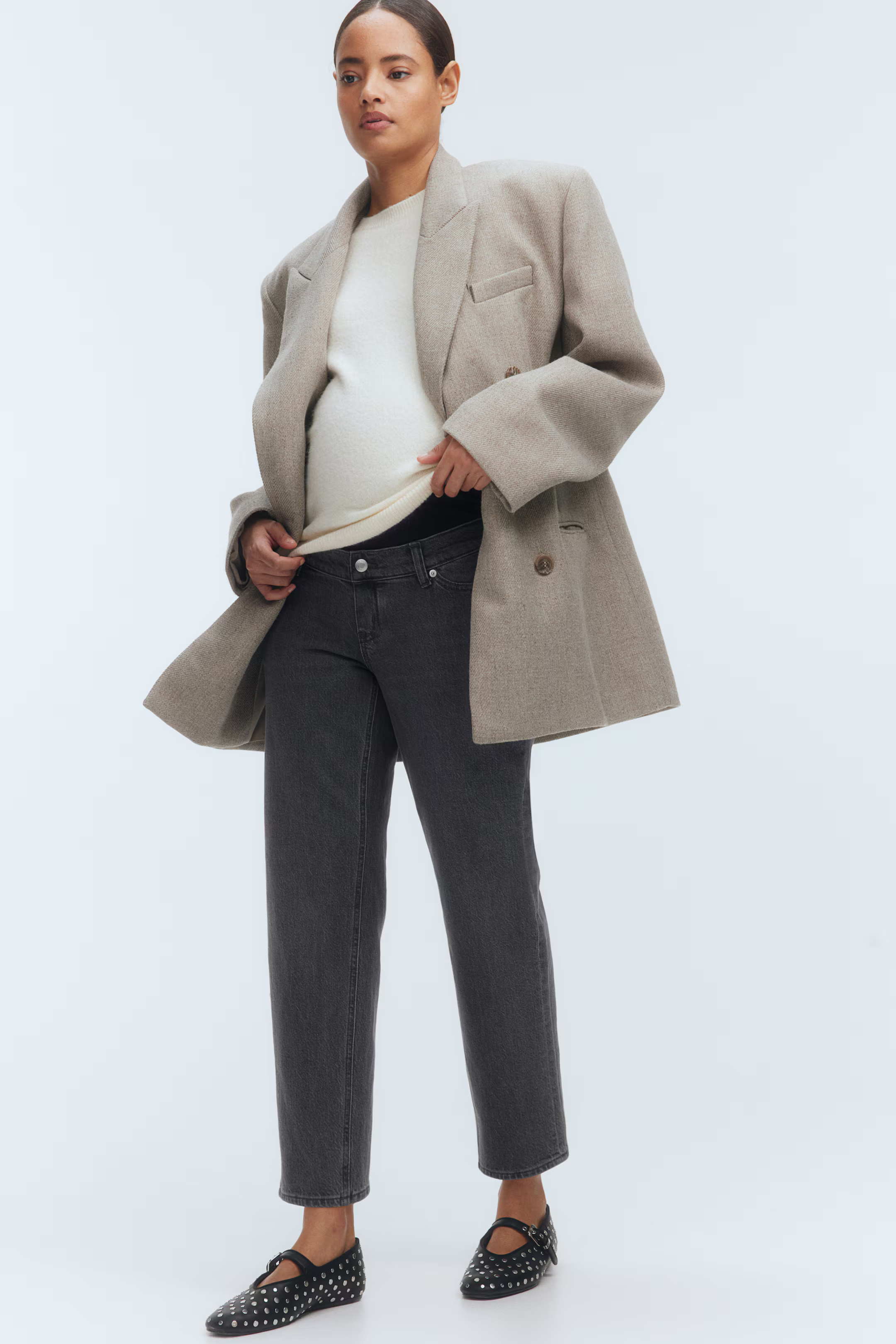 MAMA Straight Ankle Jeans - Dark denim grey - Ladies | H&M GB | H&M (UK, MY, IN, SG, PH, TW, HK)