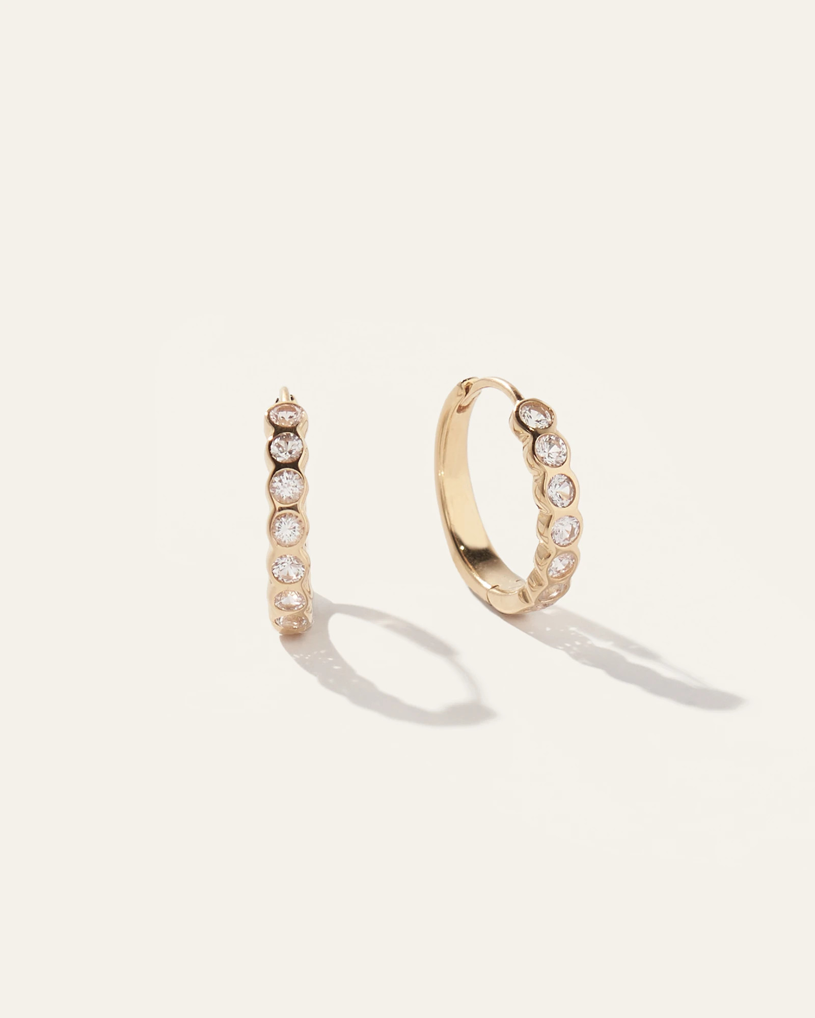 White Sapphire Bezel Hoops | Quince