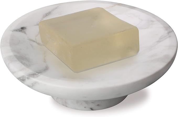 Worhe Natural Marble Soap Dish, White Stone Soap Sponge Holder for Bathroom Tub Shower Kitchen Si... | Amazon (US)