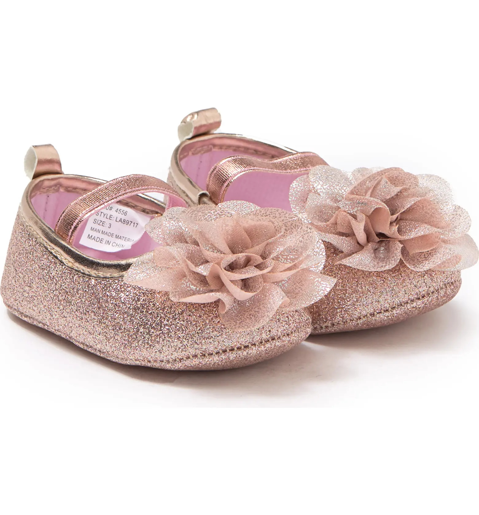 Floral Applique Glitter Mary Jane Flat | Nordstrom Rack