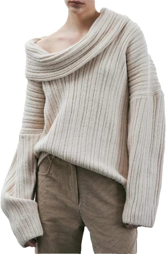 Sexy Solid Sweater Women Autumn Loose Long Sleeve Thicken Pullovers Winter Female Fashion Warm St... | Amazon (US)